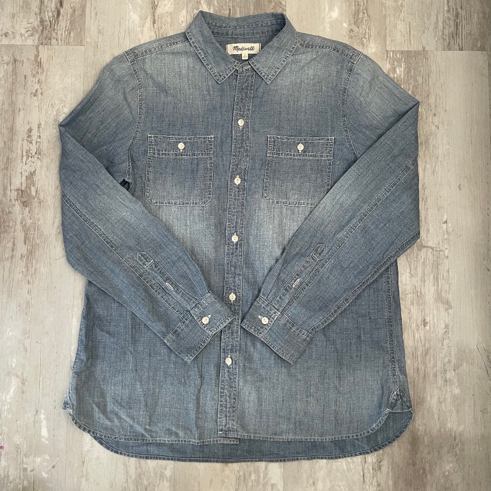 Madewell Button Down Long Sleeve Chest Pockets Size L
